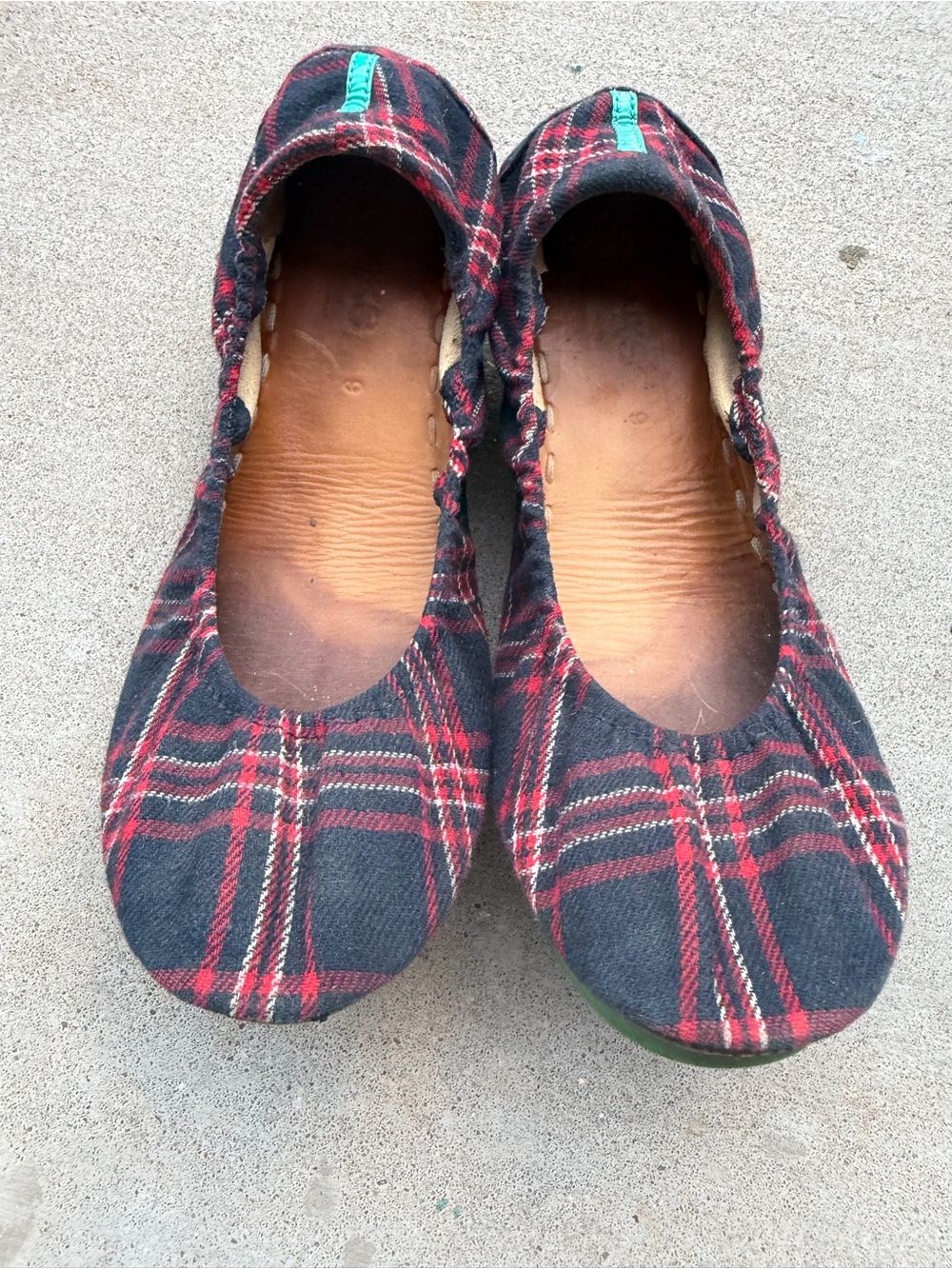 Tieks Heritage Plaid Ballet Flats Fold Up Shoes Travel Red Blue Sz 9 - Picture 2 of 9